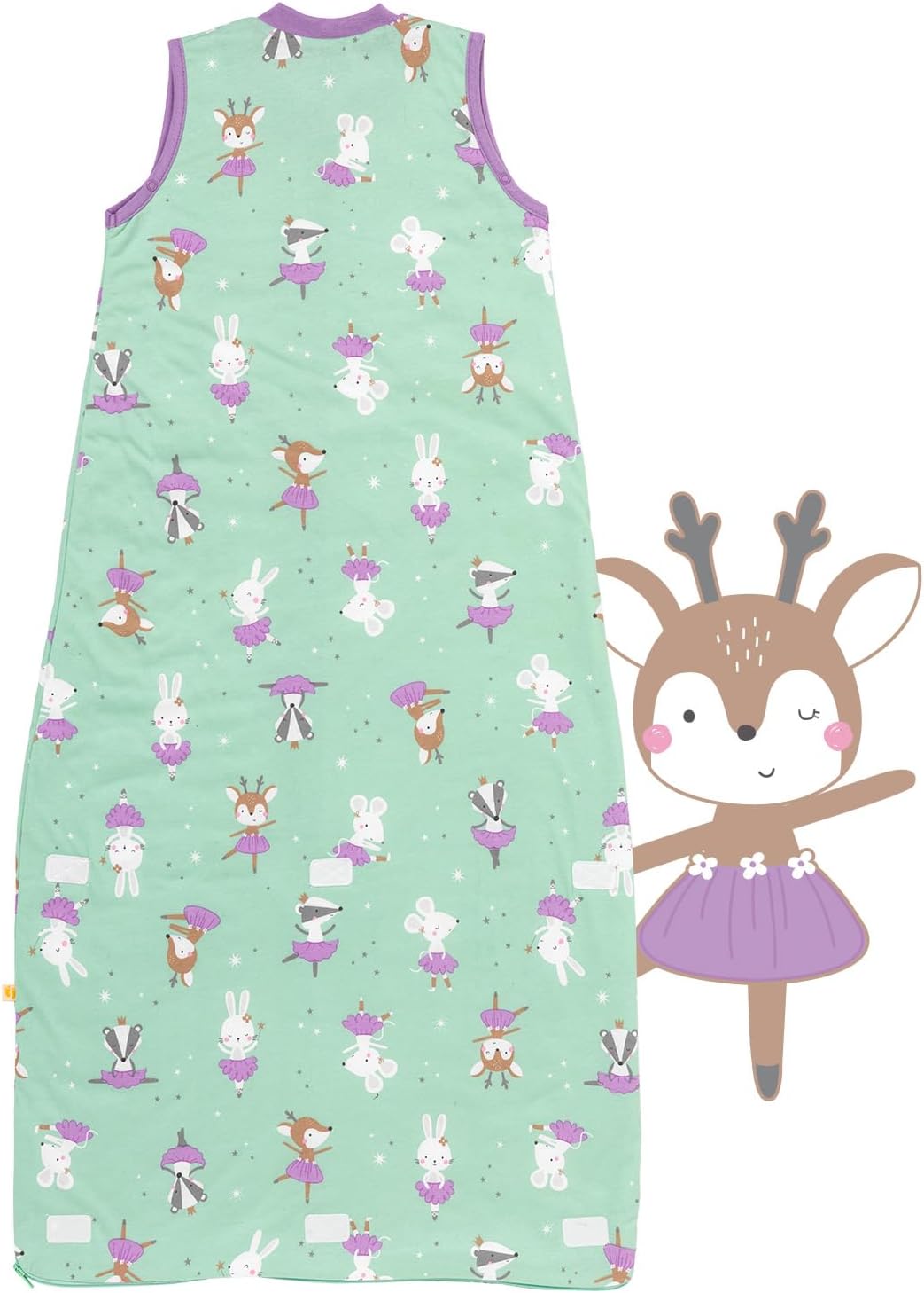 Schlummersack leicht gefütterter Babyschlafsack Frühjahr/Sommer 1.0 Tog für Mädchen und Jungs - in v