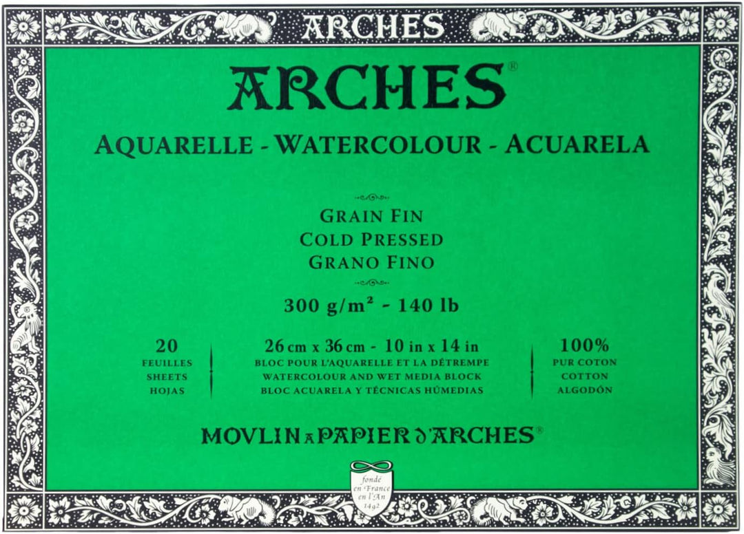 Arches Water Colour Block Aquarellblock, Holz, weiss, 36 x 26 x 1 cm Kaltpresse 36 x 26 x 1 cm, Kalt