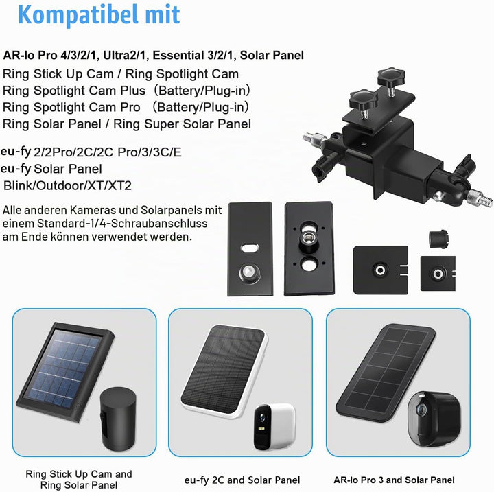 2-in-1 Dachrinnenhalterung für Arlo Solarpanel/Arlo Pro 3/Arlo Ultra/Arlo Ultra 2/Arlo Essential/Arl