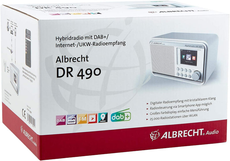 Albrecht DR490 Hybridradio mit Farbdisplay, 27491, DAB/Internet/UKW-Empfang, Radiosteuerung via Smar