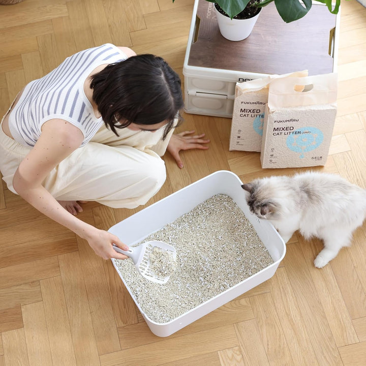 FUKUMARU Tofu Katzenstreu 5.4kg, schnell klumpendes Katzenstreu mit super saugfähigem Material, sofo