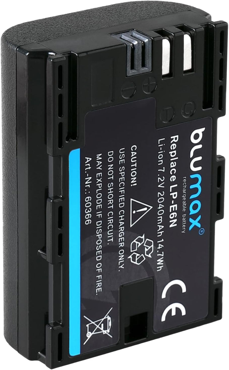 Blumax Akku ersetzt Canon LP-E6N LPE6N (echte 2040mAh) mit Infochip - kompatibel mit Canon XC10 XC15