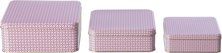 Brandsseller 3er Set Keksdose Rosa/Pink Eckig Weihnachtsdose Plätzchendose Gebäckdose Aufbewahrungsd