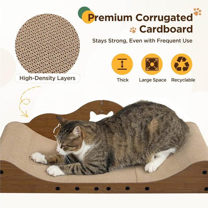 Gimars XXL Katzen Kratzbrett 78 cm im Sofa-Design, Kratzpappe für Katzen, Katzenkratzbretter & Katze
