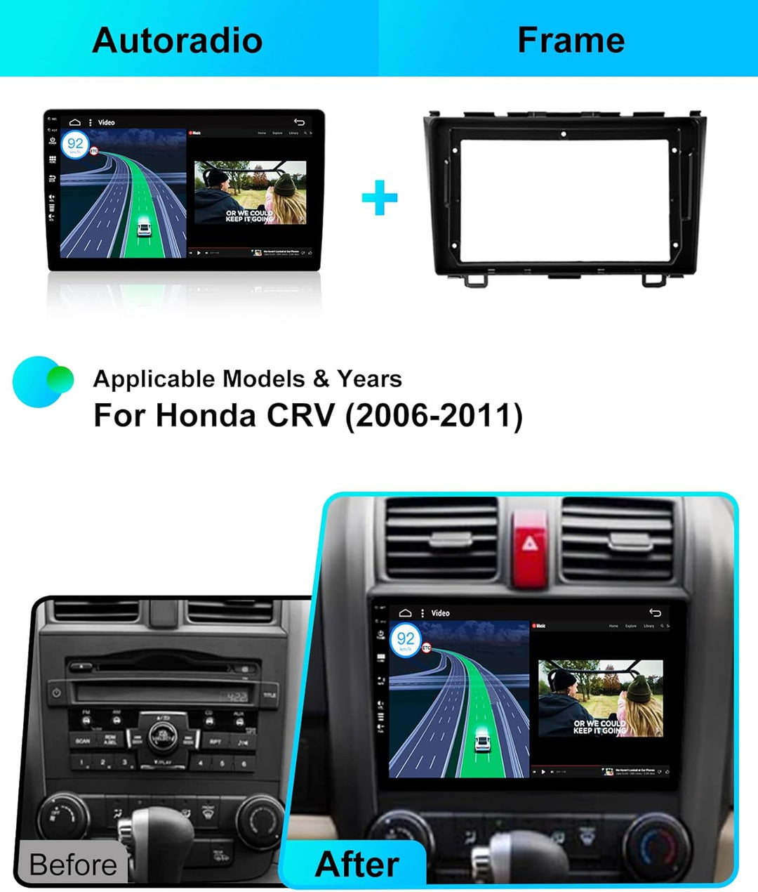 JOYX Android 15 Autoradio Passt für Honda CRV (2007-2011) mit IPS 2.5D - [2G+64G] - Rückfahrkamera K