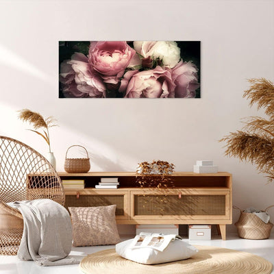 Wandbilder Dekoration Wohnzimmer Pfingstrose Blume Panorama Bilder auf Leinwand 120x50cm Leinwandbil