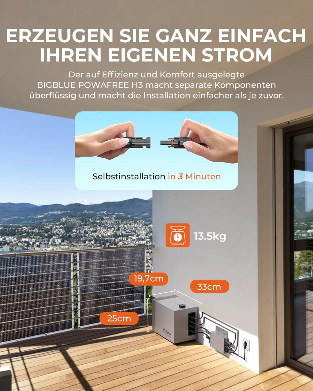 BigBlue Powafree Balkonkraftwerk mit Speicher 1024Wh, 2 in 1 Stromspeicher kompatibel mit 99% Mikrow