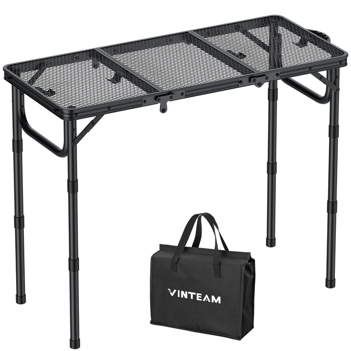VINTEAM Campingtisch Klappbar 87x40cm - 3 Falten 3-Fach Höhenverstellbar, Aluminium Metallgitter Bei
