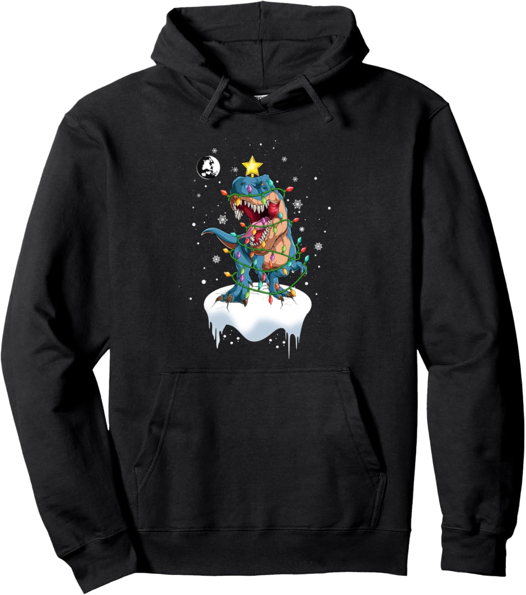 Weihnachtsbaum Dinosaurier Lichterkette Weihnachten Tree Rex Pullover Hoodie