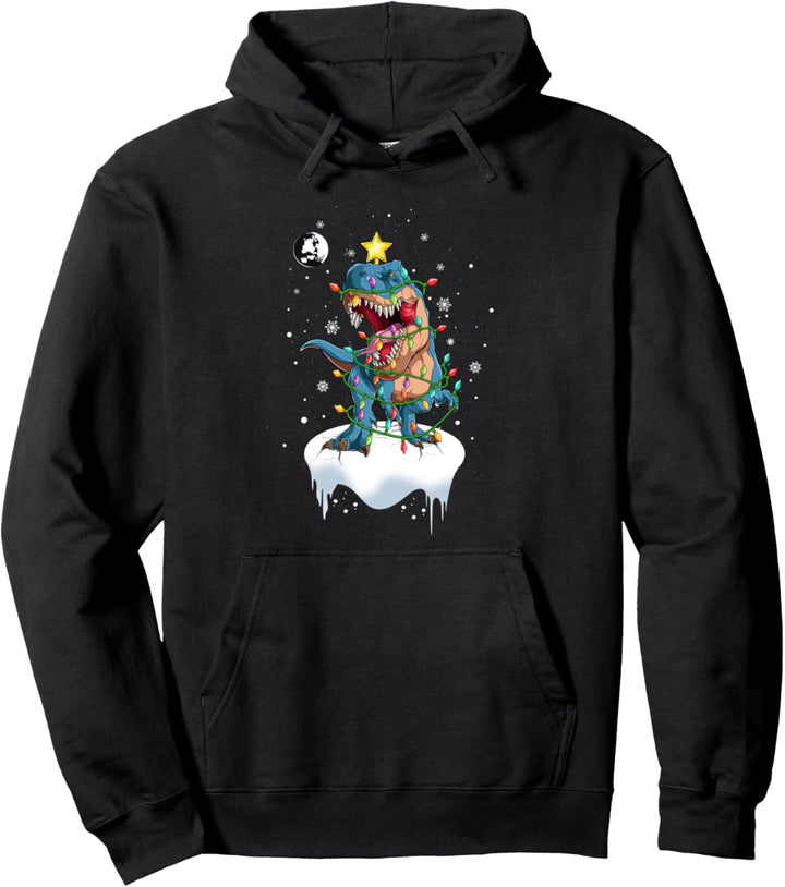 Weihnachtsbaum Dinosaurier Lichterkette Weihnachten Tree Rex Pullover Hoodie