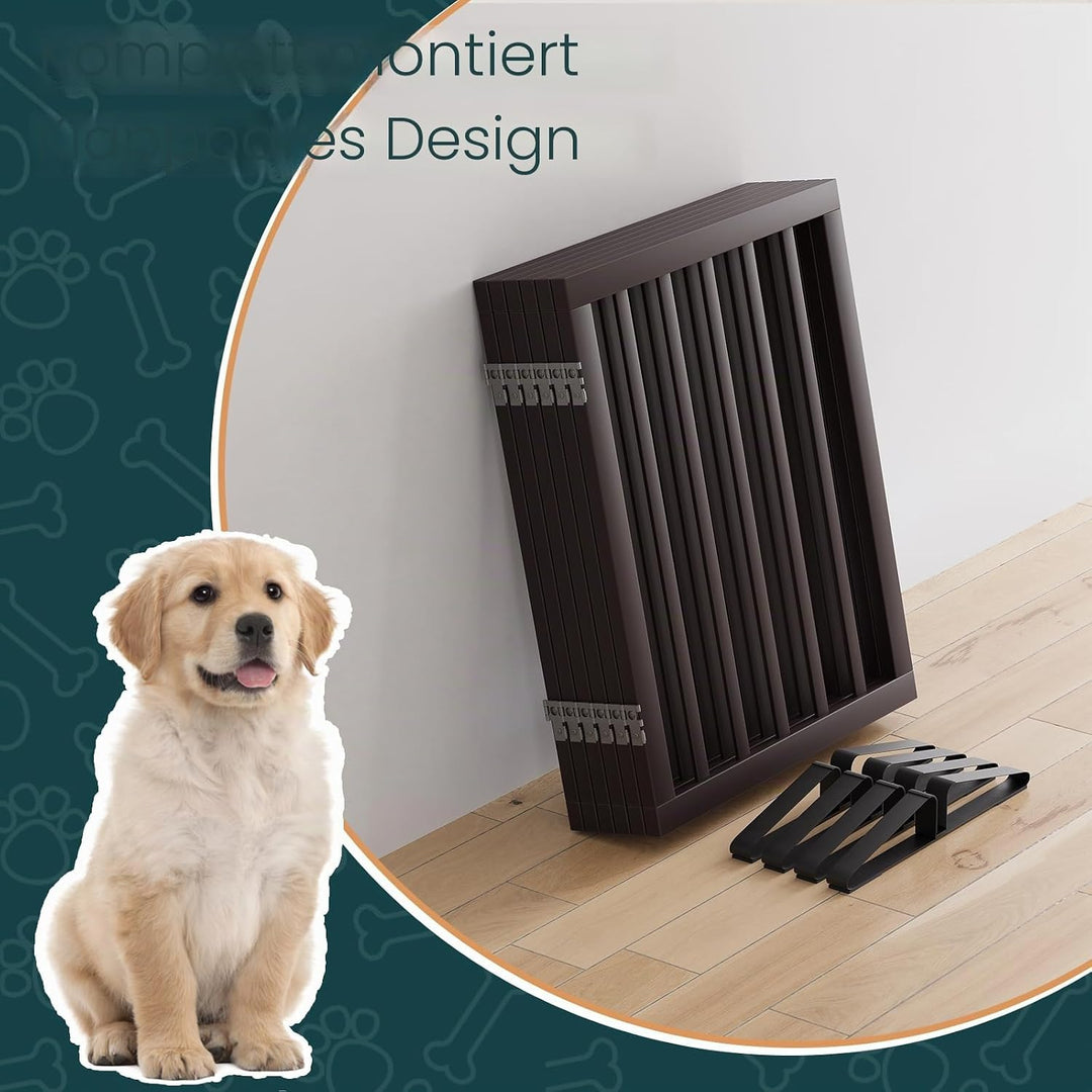 Semiocthome Hundegitter aus Bambus für das Haus, extra breit, 6 Paneele, freistehende Haustiergitter