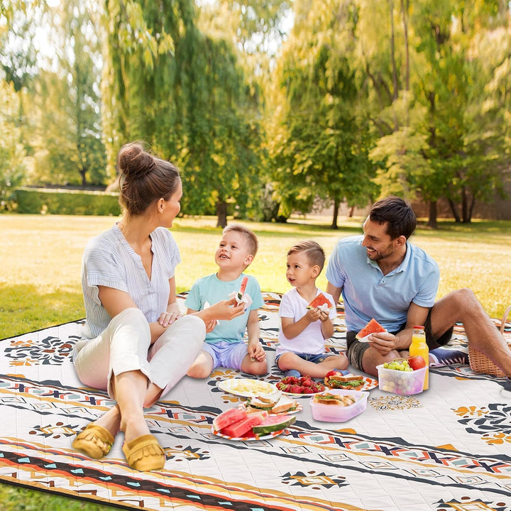HAUSPROFI Picknickdecke Boho 200x200cm, wasserdicht & isoliert - XXL Outdoor Decke für Picknick, Str
