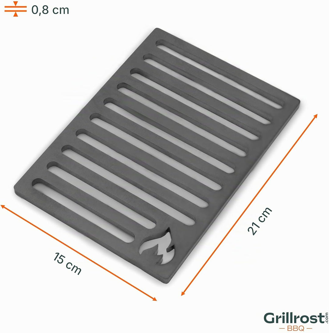 Ofenrost aus massivem Stahl - langlebiger als Gussroste - für Öfen und Kamine 15 x 21cm, 15 x 21cm