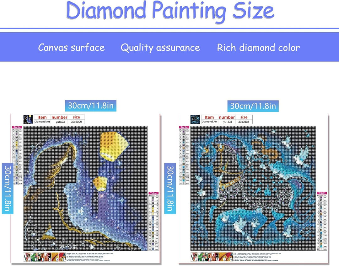 KEYRANKE Diamond Painting Disney 2 Stück Diamond Painting Kit Erwachsene-Prinzessin Diamant Bider Di