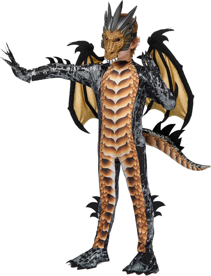 Spooktacular Creations Kind Jungen Drachenkostüm, Drachenflügel und Maske, Halloweenanzug Drachenanz