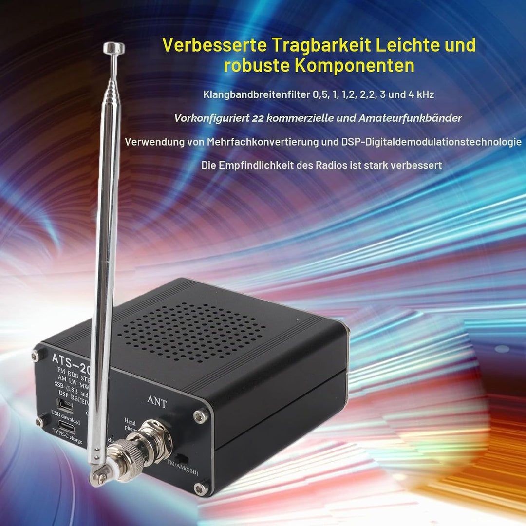 ATS 20+ Funkempfänger, Mehrere Kanäle, Weltweiter UKW-Rundfunk, PCB, Typ C, Tragbarer Kleiner Weltba