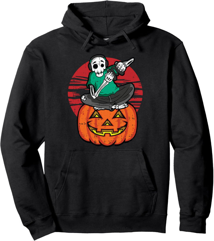 Skelett Gamer Lazy Halloween Kostüm Totenkopf Kürbis Gaming Pullover Hoodie