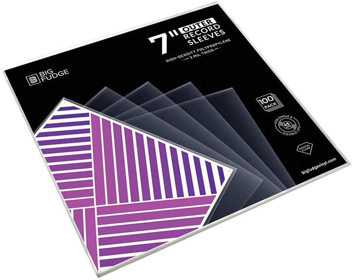 BIG FUDGE Schallplatten Aussenhüllen - 7" x 100 STK. - LP Hüllen transparent aus 3mil starken Polypr
