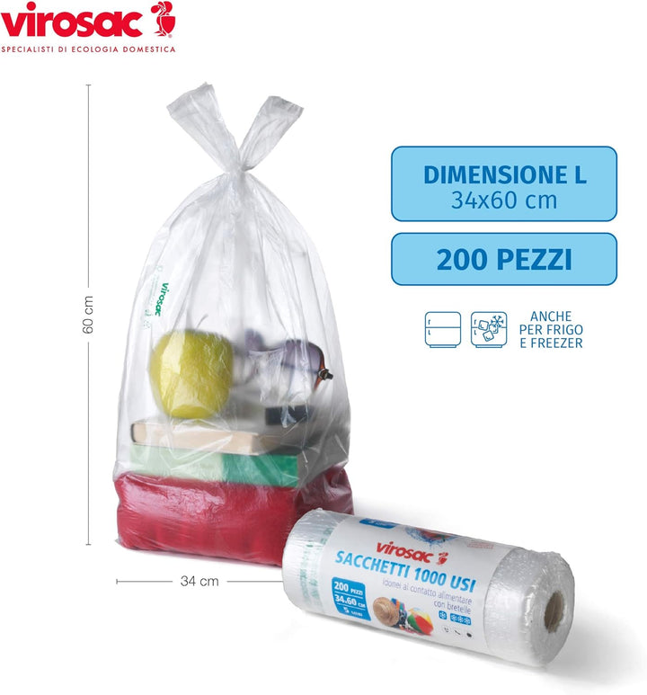 VIROSAC 131439 Taschen Mehrzweck, 22 x 12 x 12 cm, 200 Stück Singles, Singles