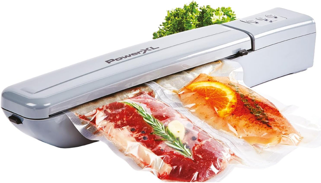 PowerXL Duo NutriSealer SET inkl. 4 Vakuumfolienrollen - 6in1 Vakuumiergerät - 3 Programme - Lebensm