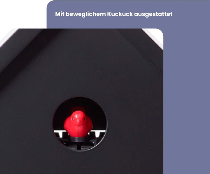 Cuco Clock Kuckucksuhr REIHENHAUS mit Pendeluhr Wanduhr, Moderne Schwarzwalduhr, 28,3 × 22,8 × 10,4c