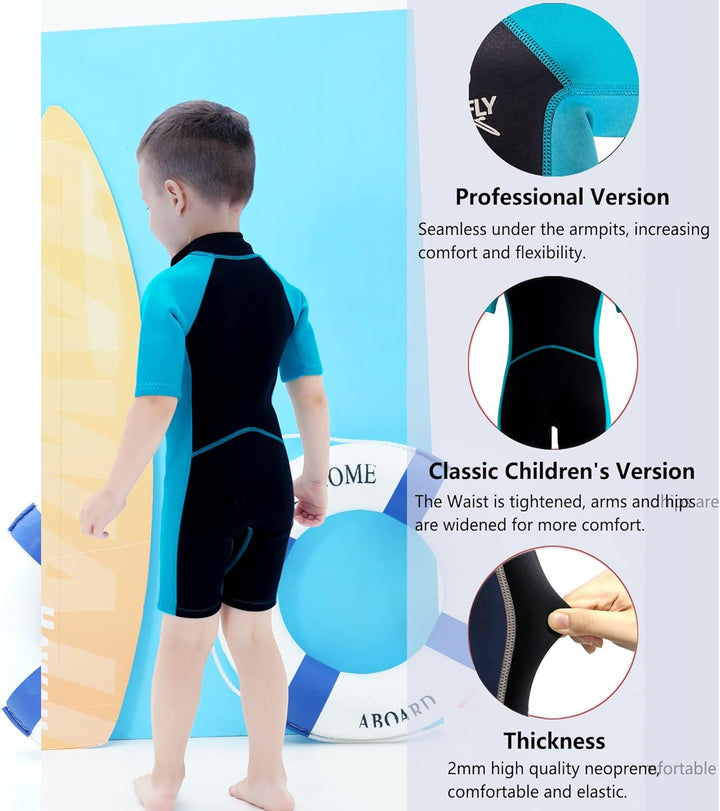 NATYFLY Kids Shorty Neoprenanzug 2.5mm Kinder Neopren Thermal Badeanzug UV-Schutz Badeanzüge für Mäd