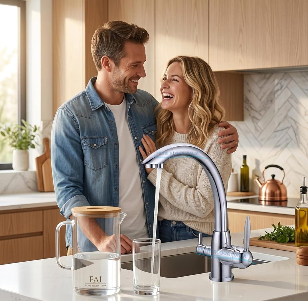 Wasserfilter Italien 3-Wege-Wasserhahn für kaltes und gereinigtes Wasser, 3-Wege-Mischbatterie für W