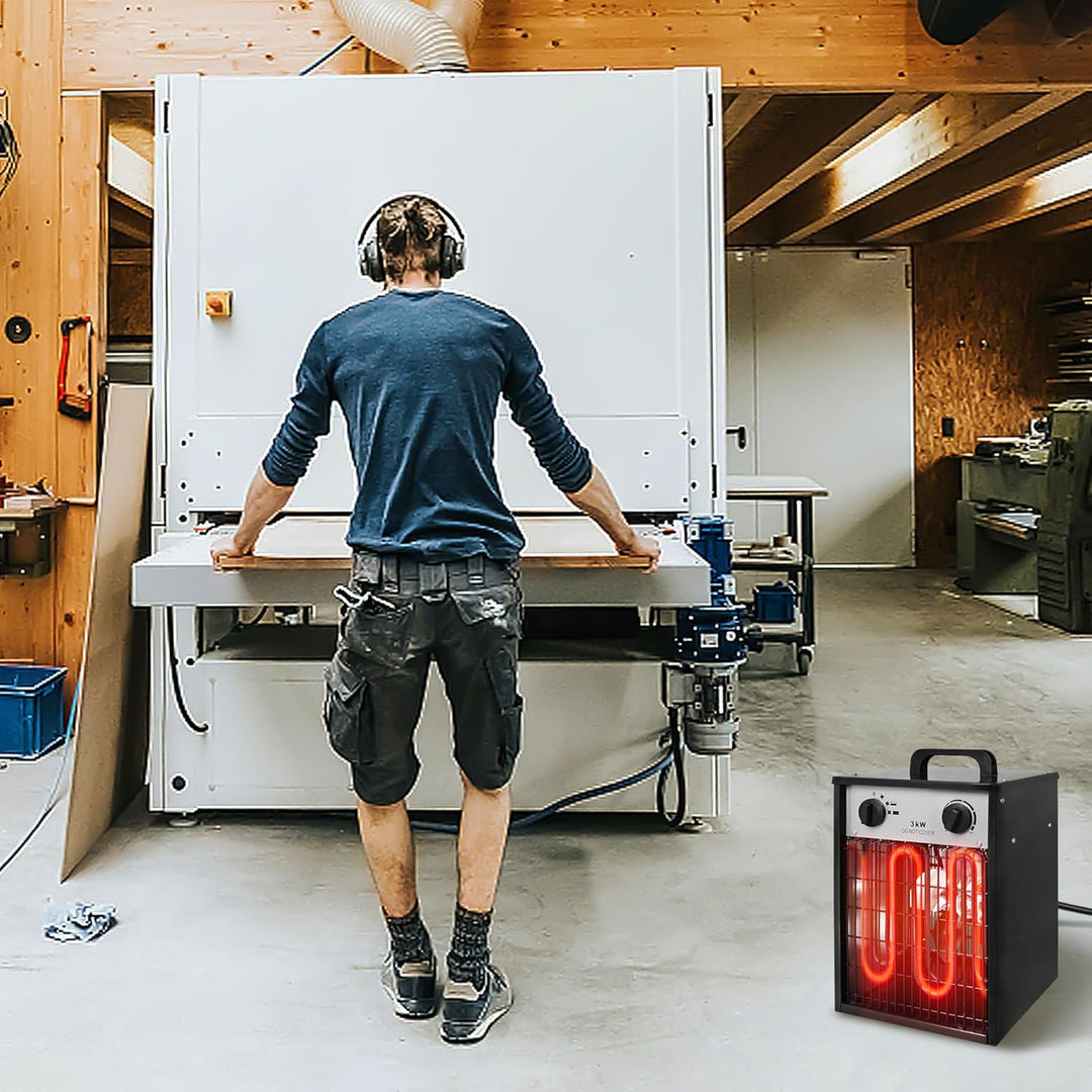 Aufun Heizlüfter Elektroheizung 3KW 220V-Profi-Industrie Heizgerät Elektroheizer Heizstrahler Heizge