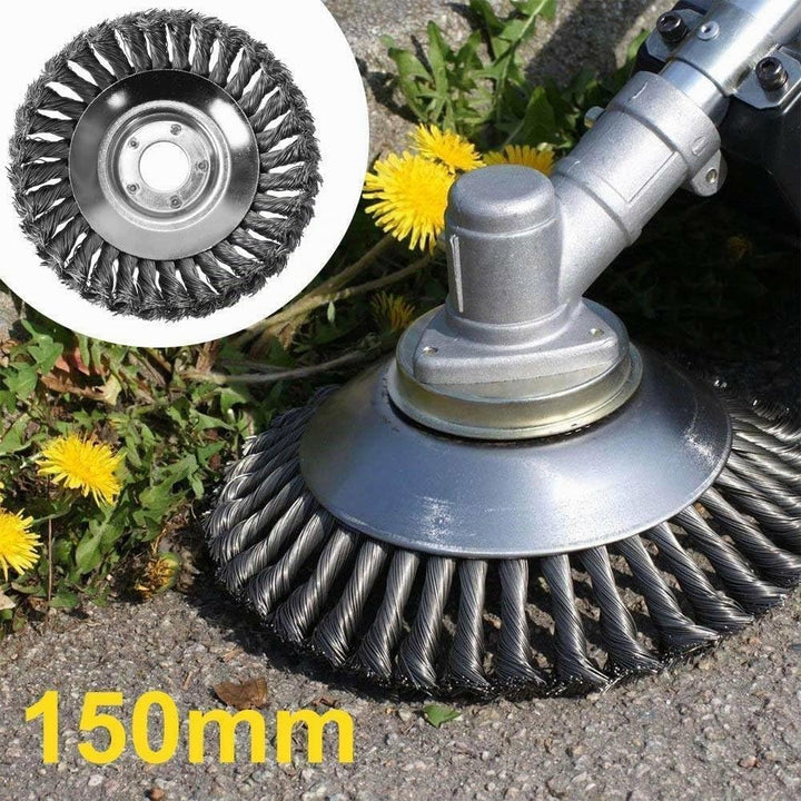Trade-Shop Entrostender Stahldraht-Bürstenkopf Unkrautbürste 15cm x 2,54cm inkl. Adapter-Set kompati