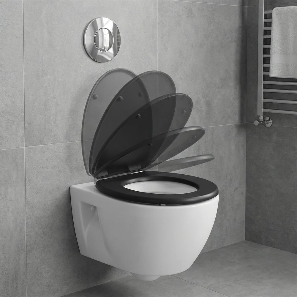 SINOBATH WC Sitz Mit Absenkautomatik,Hochwertige Und Stabile Antibakterieller Toiletten, MDF Holzker