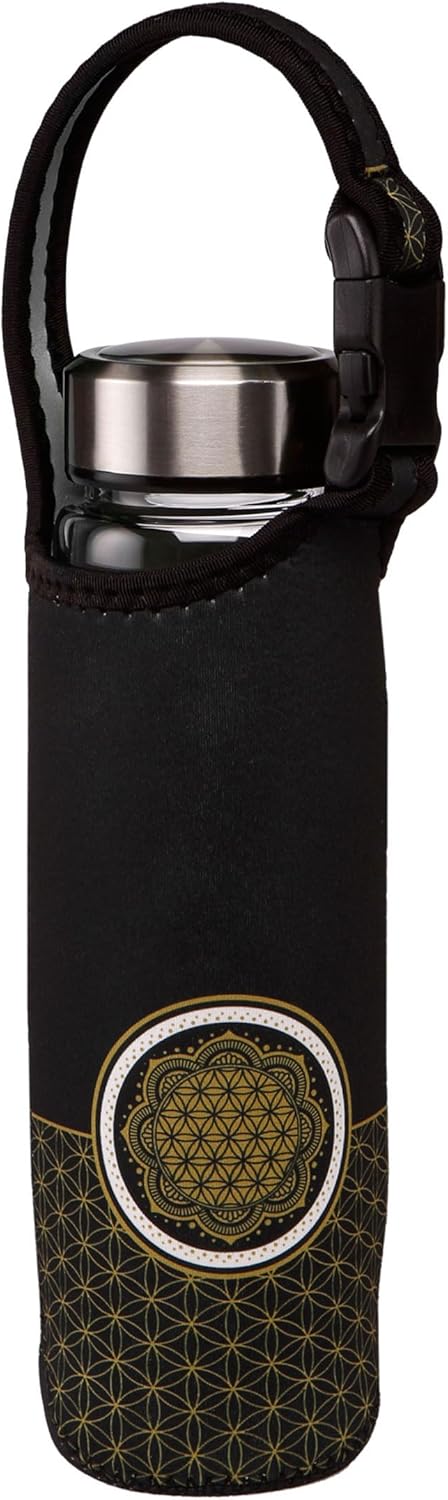 Trinkflasche mit Neoprenhülle YING YANG Lotus schwarz 0,7l Goebel Porzellan