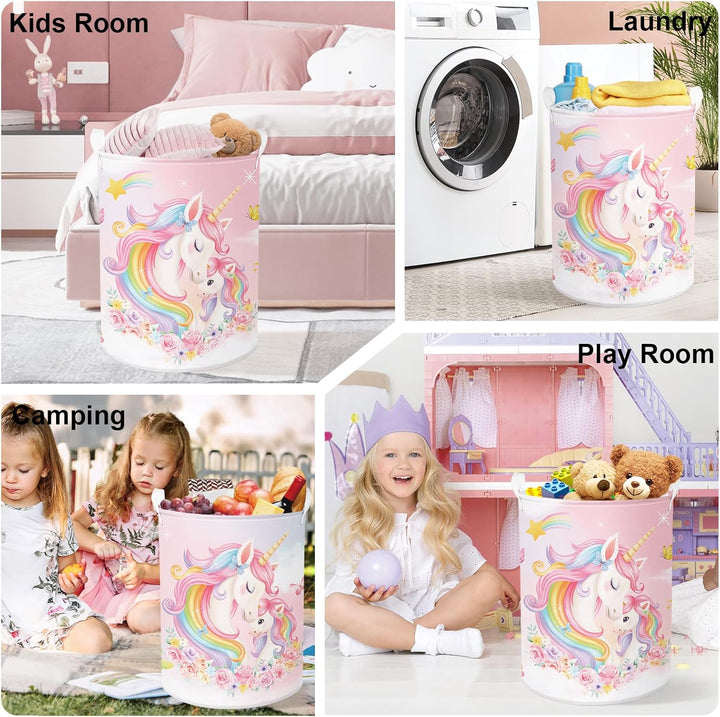 Entzückendes Einhorn Gross Wäschekorb Regenbogen Wolke Stoff Aufbewahrungskorb Kleidung Spielzeug Au