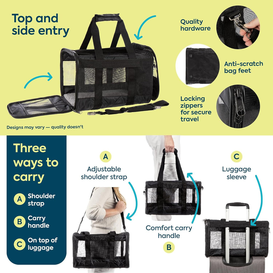 Sherpa Original Deluxe Transportbox für Haustiere, für Fluggesellschaften zugelassen, schwarzes Gitt