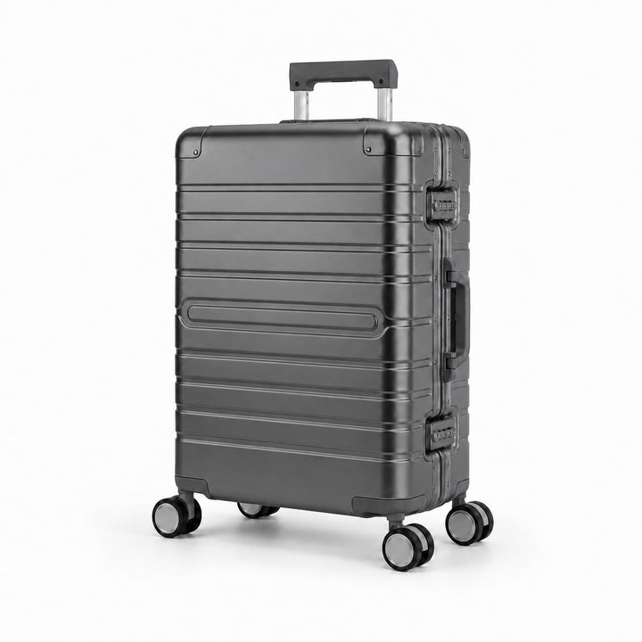 Travelhouse Oslo Aluminium Koffer Reisekoffer Graphit Grau M-65cm Hartschalenkoffer Reisetrolley Sui