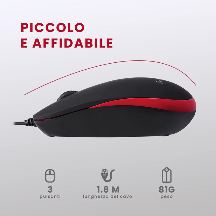 Perixx PERIDUO-212 Set Maus und Tastatur klein verdrahtet für Windows, Schnellwahltasten und Multime