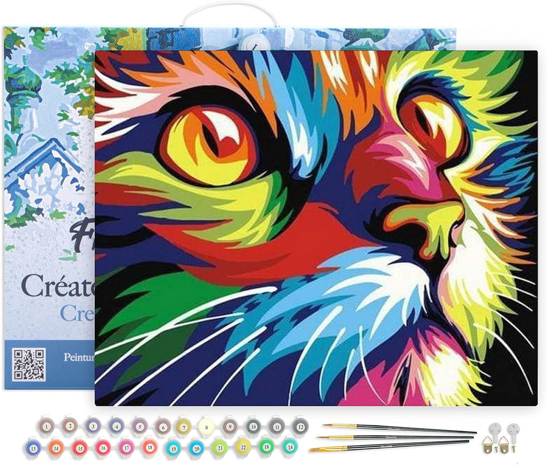 Figured'Art Malen Nach Zahlen Erwachsene Mit Rahmen Raubkatze Pop Art - Paint by Numbers Basteln DIY