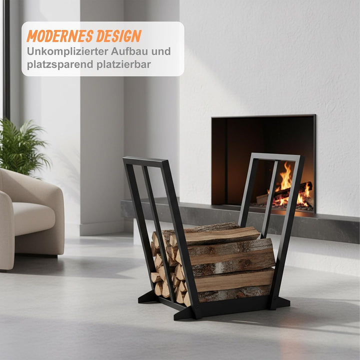 Relaxdays Kaminholzregal, Metall, HBT: 55,5 x 62 x 35 cm, Brennholzregal für Feuerholz, Stapelholz,