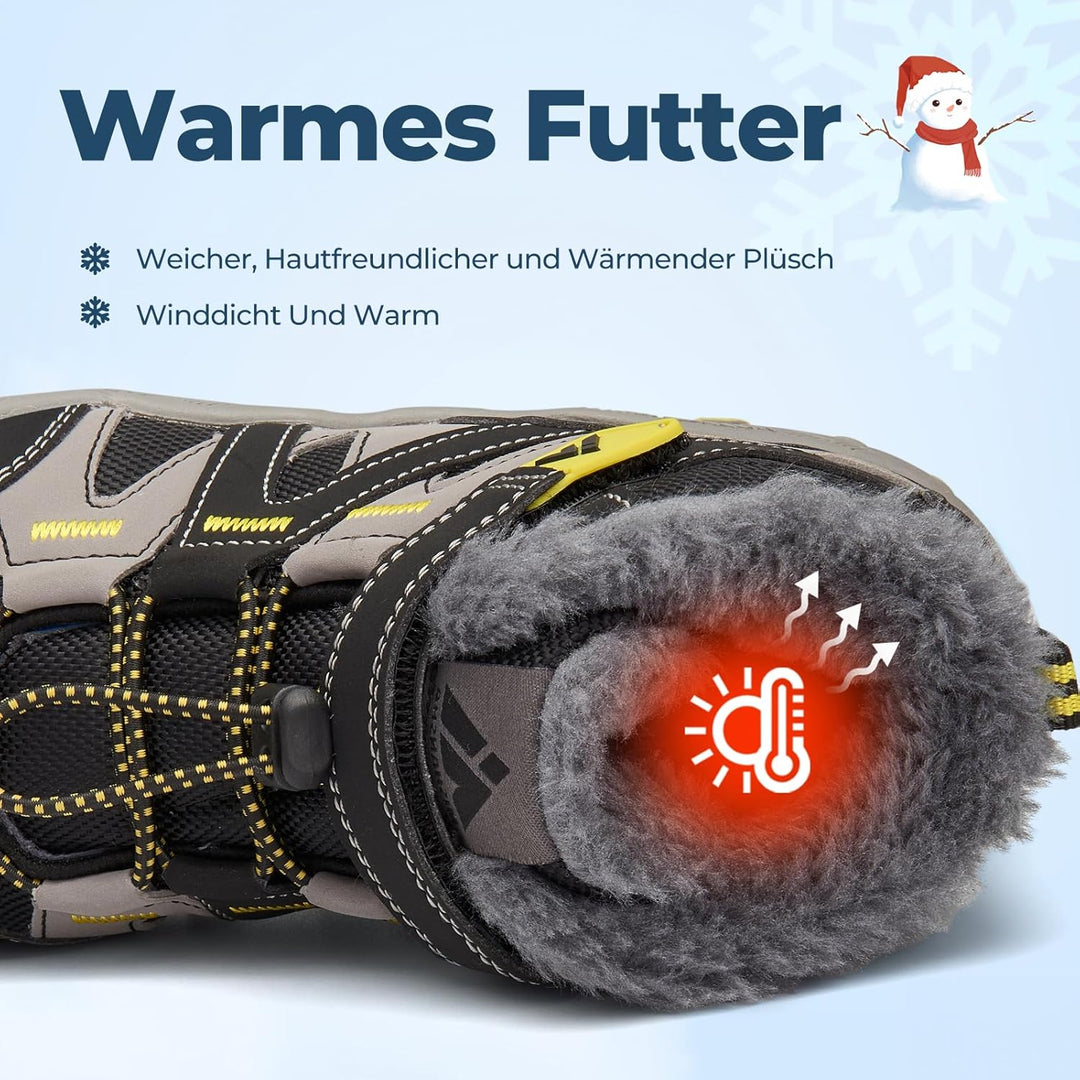 Mishansha Kinder Outdoor Winterschuhe Warm Gefüttert Winterstiefel, Gr.24-38 28 EU Ebenholz Schwarz,