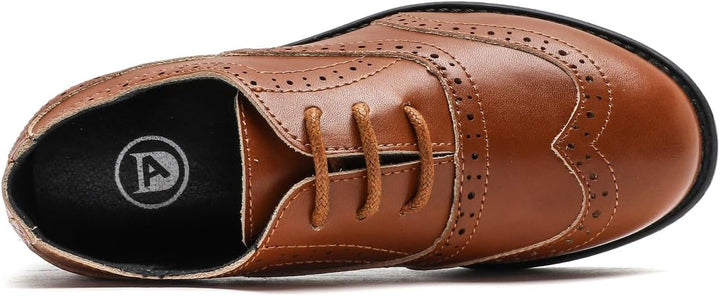 PPXID Jungen Schnürhalbschuhe Schule Oxfords Uniform Hochzeit Anzugschuhe 37 EU Dunkelbraun, 37 EU D
