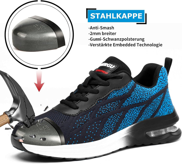 TAERGU Sicherheitsschuhe Herren Damen-S1 Arbeitsschuhe mit Stahlkappe Leicht Klettverschluss SBP Sta