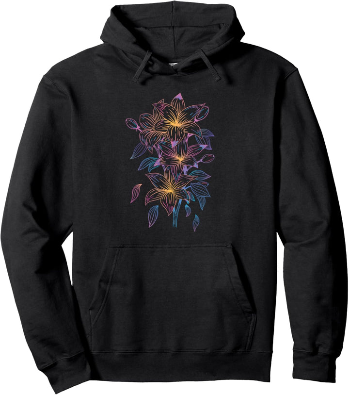 Retro Lilien Blumen Pullover Hoodie