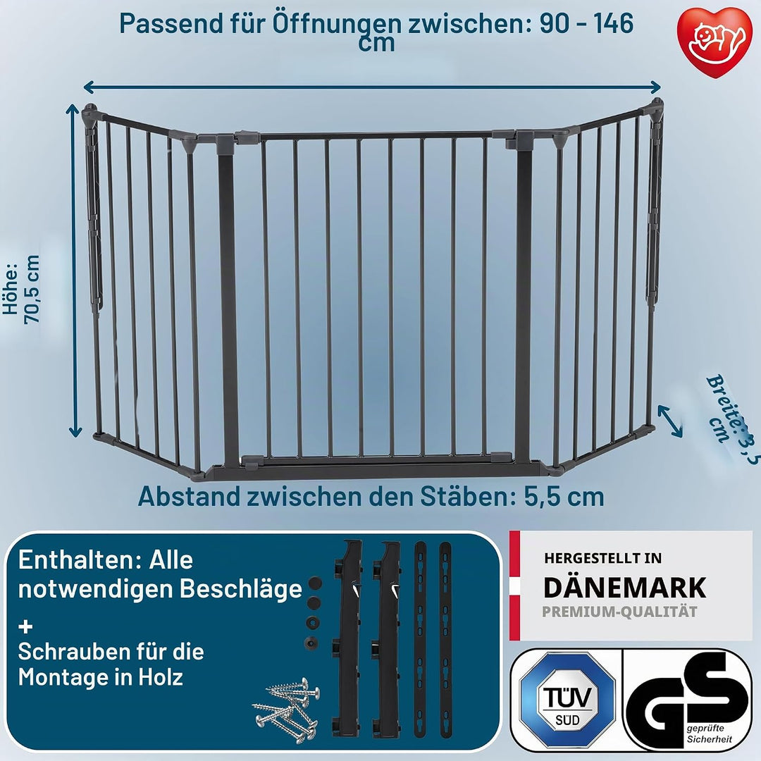 Baby Dan Konfigurationsgitter Flex M, 90 - 146 cm - Hergestellt in Dänemark + TÜV/GS geprüft, Farbe:
