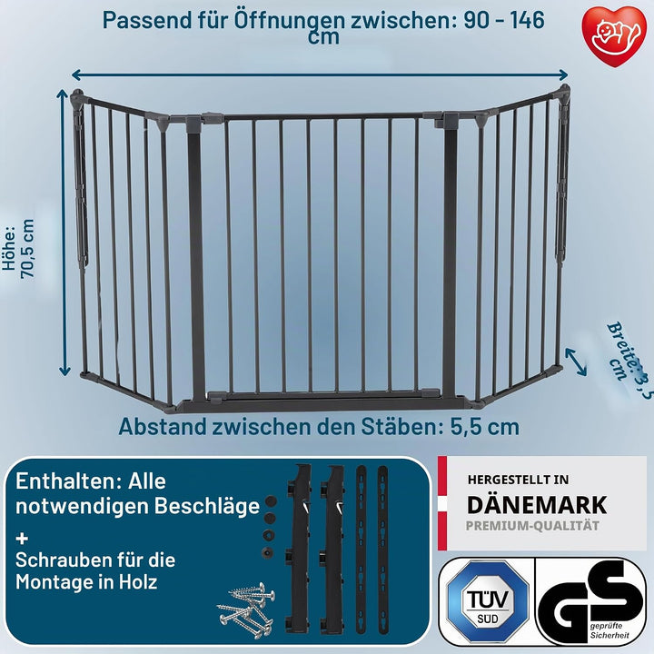Baby Dan Konfigurationsgitter Flex M, 90 - 146 cm - Hergestellt in Dänemark + TÜV/GS geprüft, Farbe:
