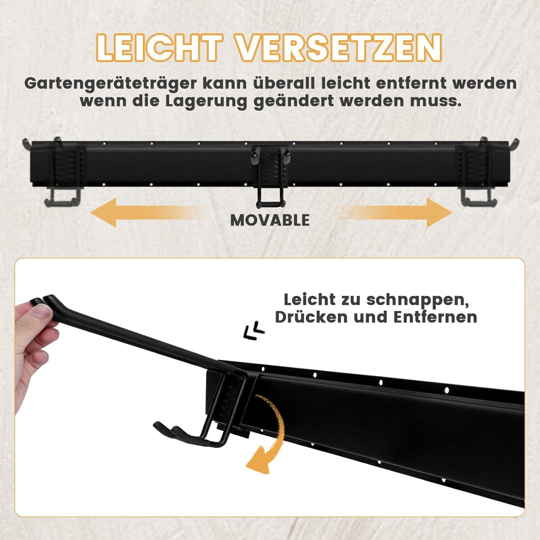 Besenhalterung Wand, Garagen Wand Management Aufbewahrungsregal, Robuste Edelstahlhalterung mit 12 H