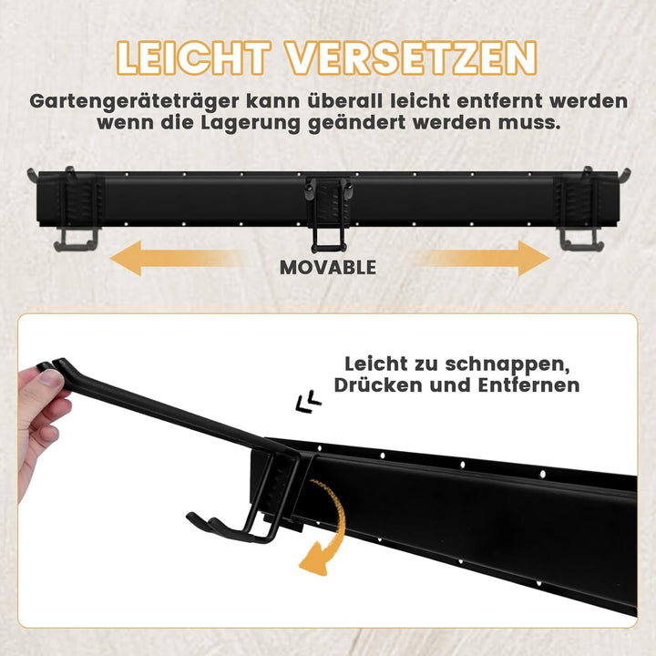 Besenhalterung Wand, Garagen Wand Management Aufbewahrungsregal, Robuste Edelstahlhalterung mit 12 H