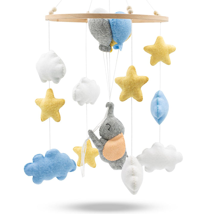 Baby mobile kleine Elefant – Baby Mobiles mit Holzring und süssen Tierchen – Perfektes Mobile für Ba