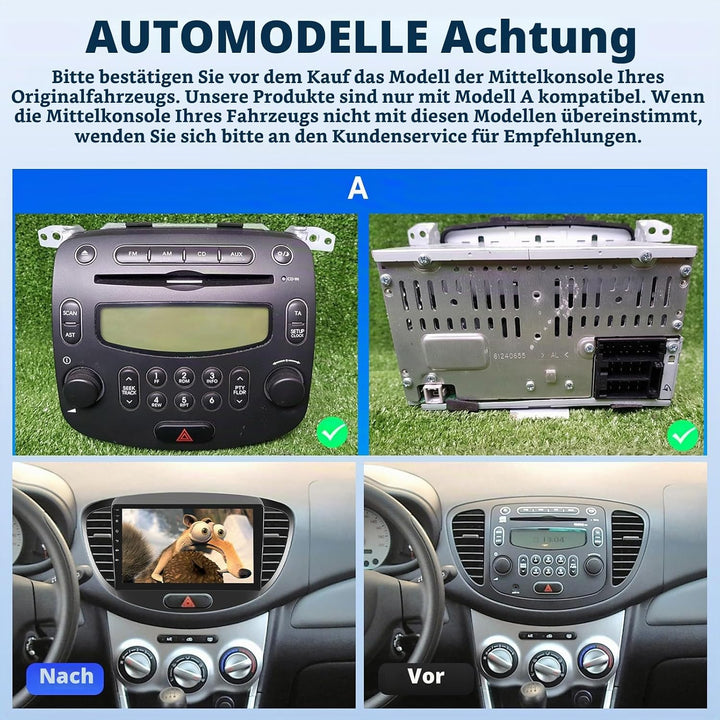 Android 15, 6G+128G 8Core CAMECHO Autoradio Navi für Hyundai i10 2007-2013 mit Carplay Android Auto