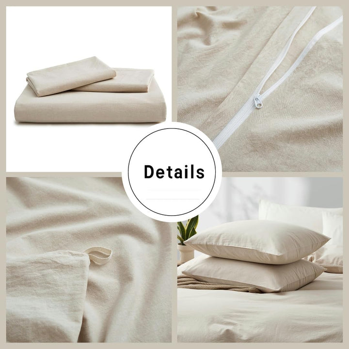 Boqingzhu Baumwolle Bettwäsche 135x200cm Beige Creme Taupe Hell Einfarbig Uni Ästhetik Einzelbett We