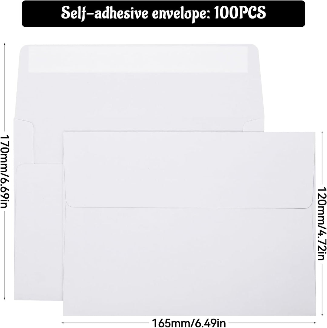 100 Stück Briefumschläge ohne Fenster 120×165 mm Weiss Briefumschläge Selbstklebend 120 g/m² Briefum