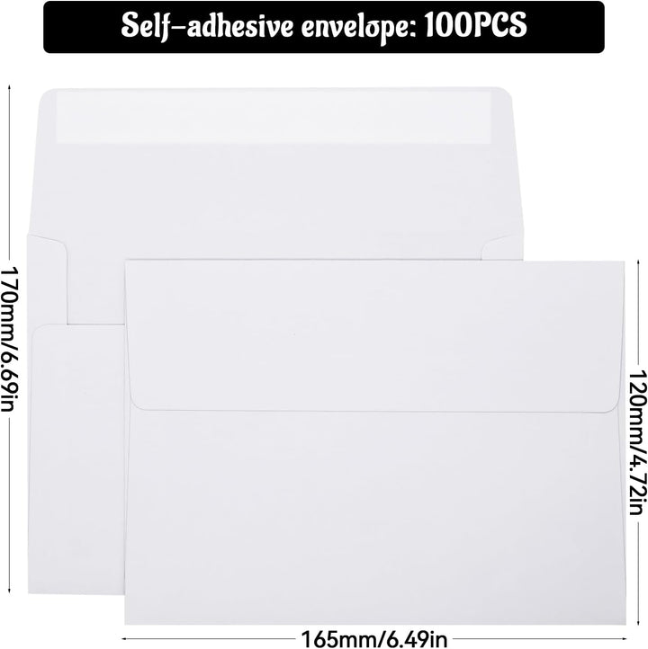 100 Stück Briefumschläge ohne Fenster 120×165 mm Weiss Briefumschläge Selbstklebend 120 g/m² Briefum
